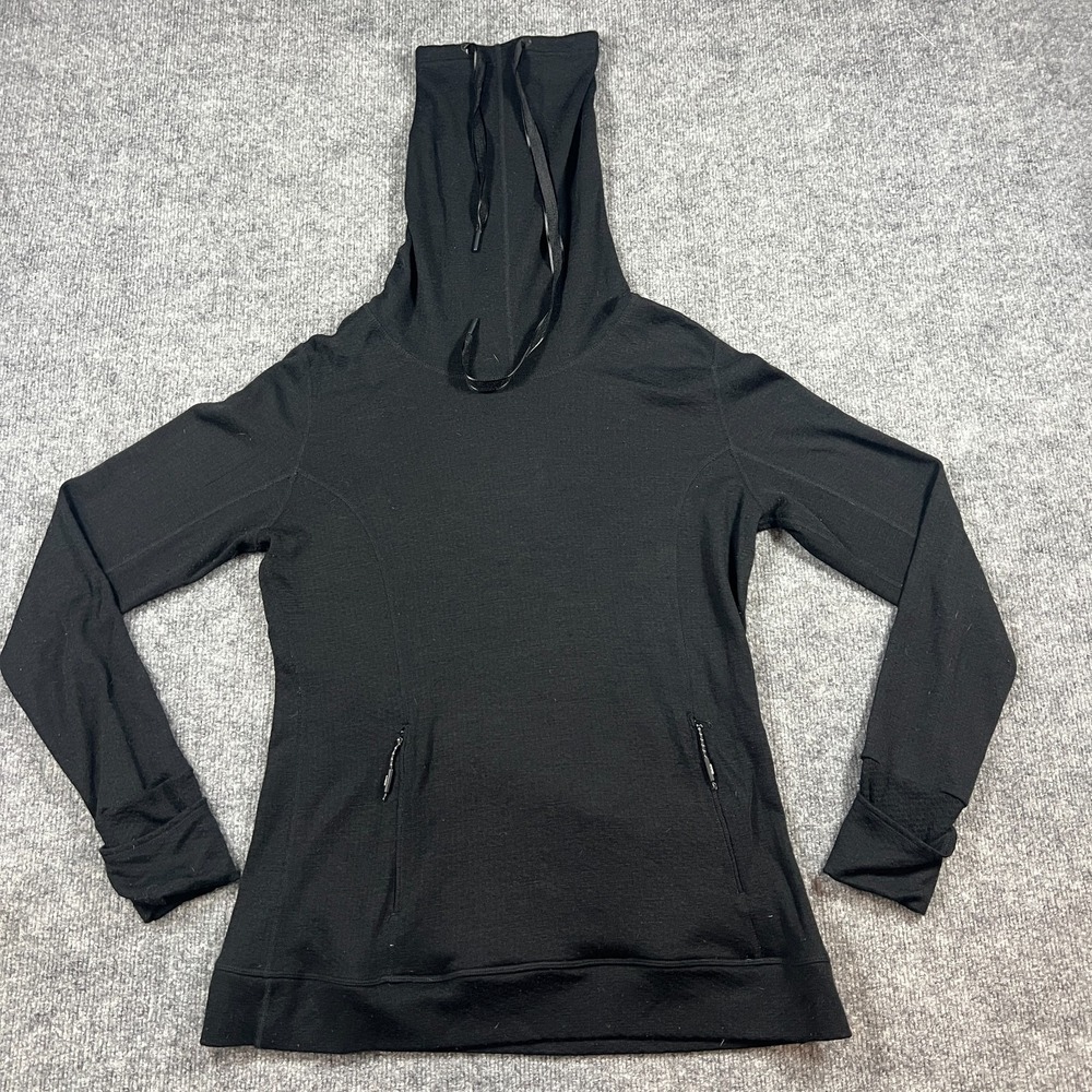 MPG Athletic Top Womens Large Black Drawstrings Thumbhole Cuffs Moisture Wicking